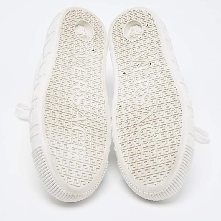 Pre Owned Versace White Leather Lace Up Sneakers Size 41