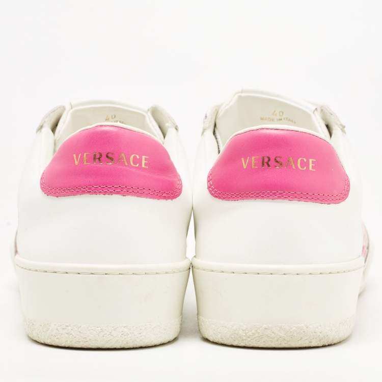 Pre Owned Versace White Leather Medusa Low Top Sneakers Size 40