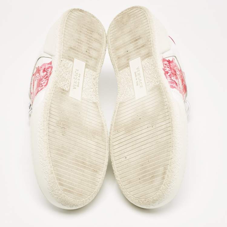 Pre Owned Versace White Leather Medusa Low Top Sneakers Size 40