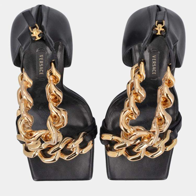 Buy Versace Black & Pink Logo Strap Sandals - E899 Nero At 15% Off |  Editorialist