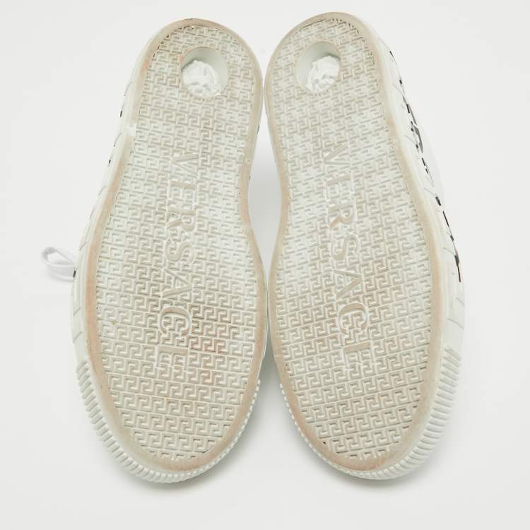 Pre Owned Versace White Leather Low Top Sneakers Size 37