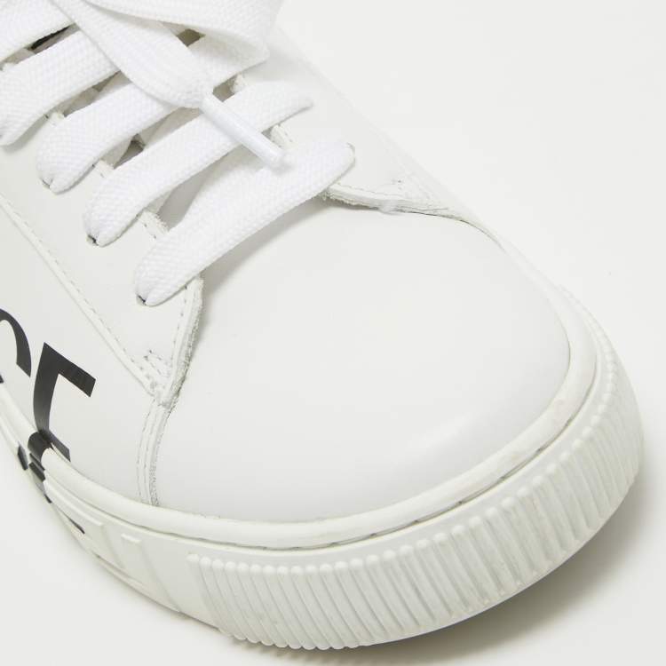 Pre Owned Versace White Leather Low Top Sneakers Size 37