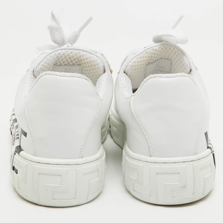 Pre Owned Versace White Leather Low Top Sneakers Size 37