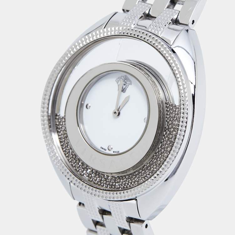 Pre Owned Versace White Stainless Steel Destiny Spirit 86Q99D002-S099 Women's Wristwatch 39 mm