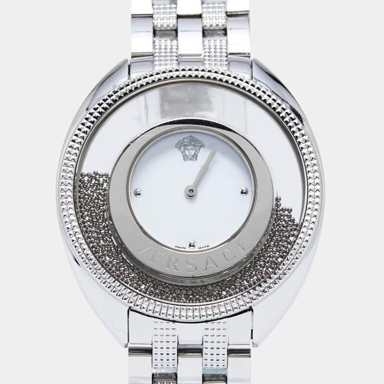 Pre Owned Versace White Stainless Steel Destiny Spirit 86Q99D002-S099 Women's Wristwatch 39 mm