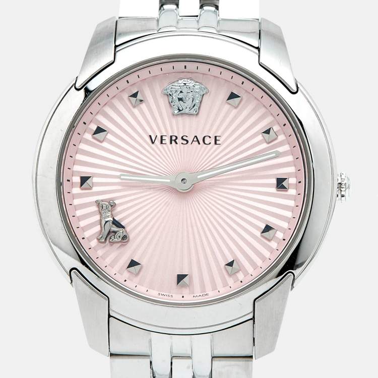 Pre Owned Versace Audrey VELR00419 Pink Dial Stainless Steel Women's Wristwatch 38 mm