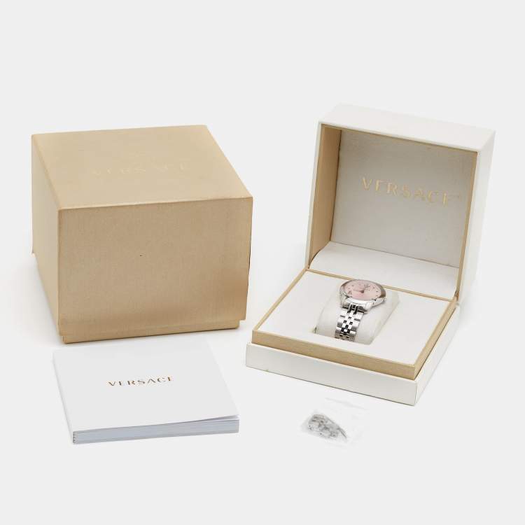 Pre Owned Versace Audrey VELR00419 Pink Dial Stainless Steel Women's Wristwatch 38 mm