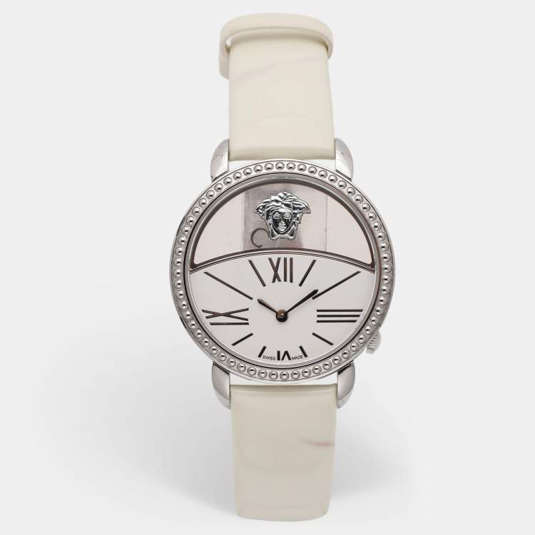 Pre Owned Versace White Krios Stainless Steel Women's Wristwatch 38 mm