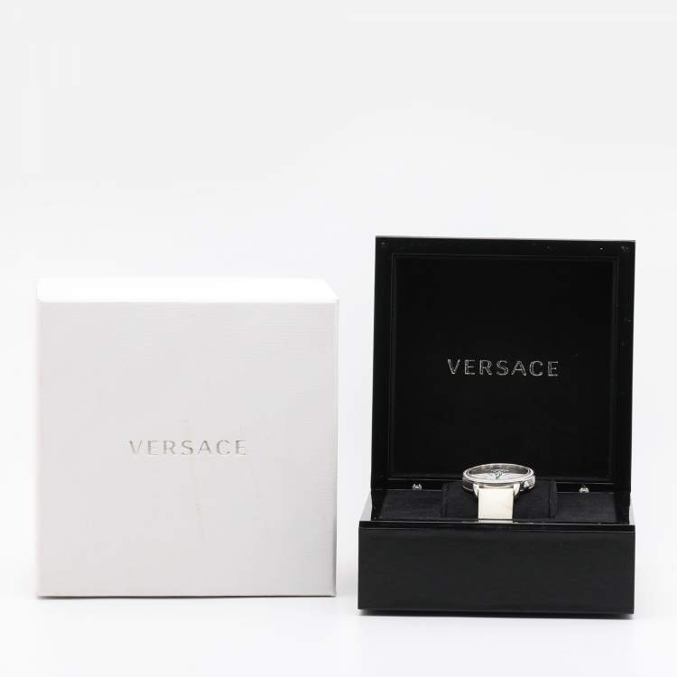 Pre Owned Versace White Krios Stainless Steel Women's Wristwatch 38 mm