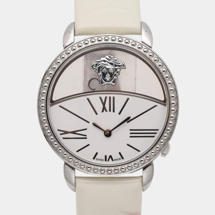 Pre Owned Versace White Krios Stainless Steel Women's Wristwatch 38 mm