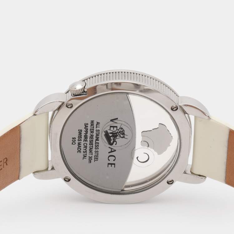 Pre Owned Versace White Krios Stainless Steel Women's Wristwatch 38 mm