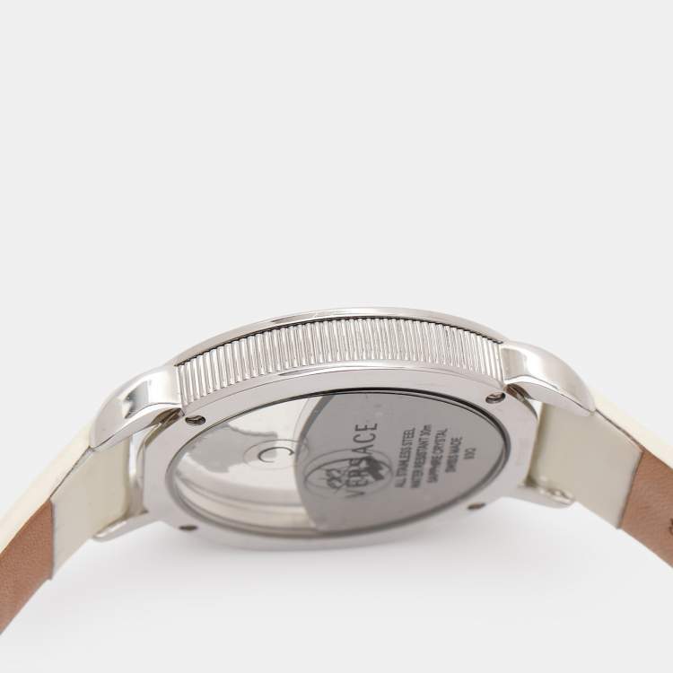 Pre Owned Versace White Krios Stainless Steel Women's Wristwatch 38 mm