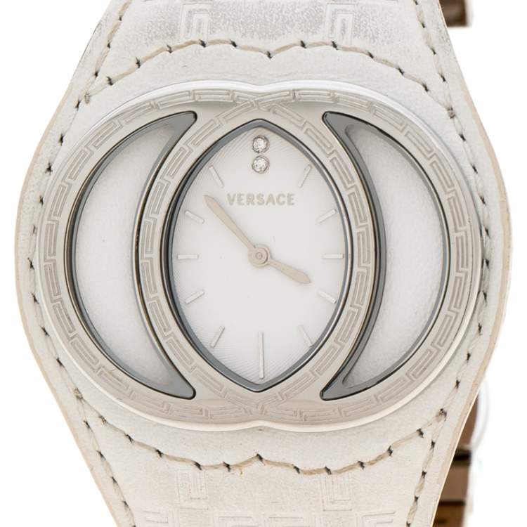 Pre Owned Versace White Stainless Steel Eclissi 74Q Women's Wristwatch 39 mm