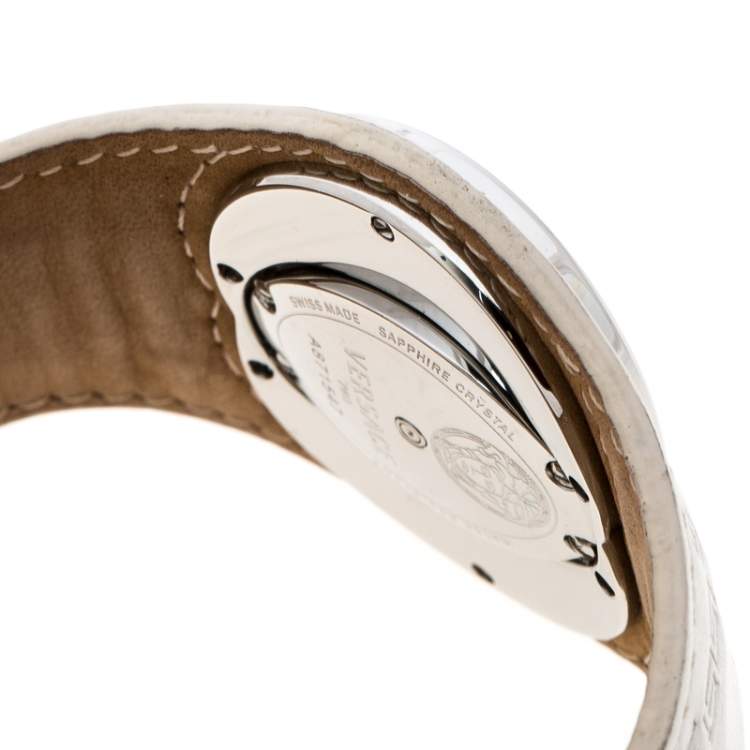Pre Owned Versace White Stainless Steel Eclissi 74Q Women's Wristwatch 39 mm