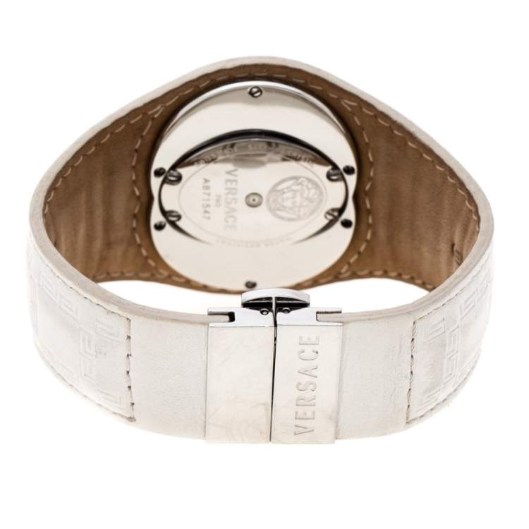Pre Owned Versace White Stainless Steel Eclissi 74Q Women's Wristwatch 39 mm