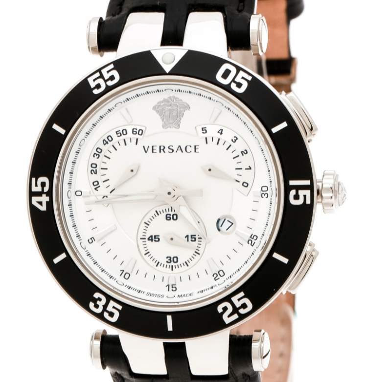 Pre Owned Versace SIlver White Stainless Steel V Race 23C Women's Wristwatch 42 mm