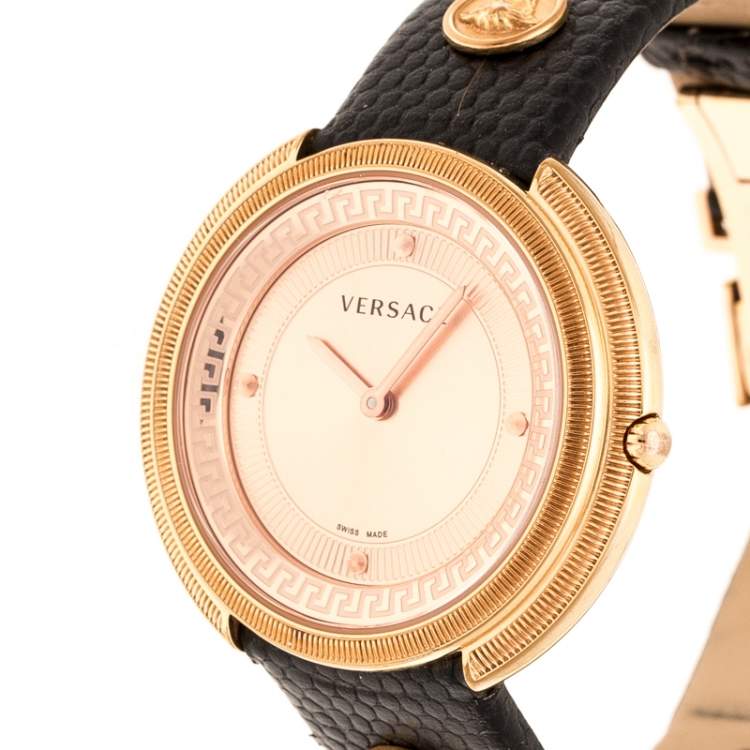Pre Owned Versace Rose Gold Plated stainless Steel Thea VA7 Women's Wristwatch 39 mm