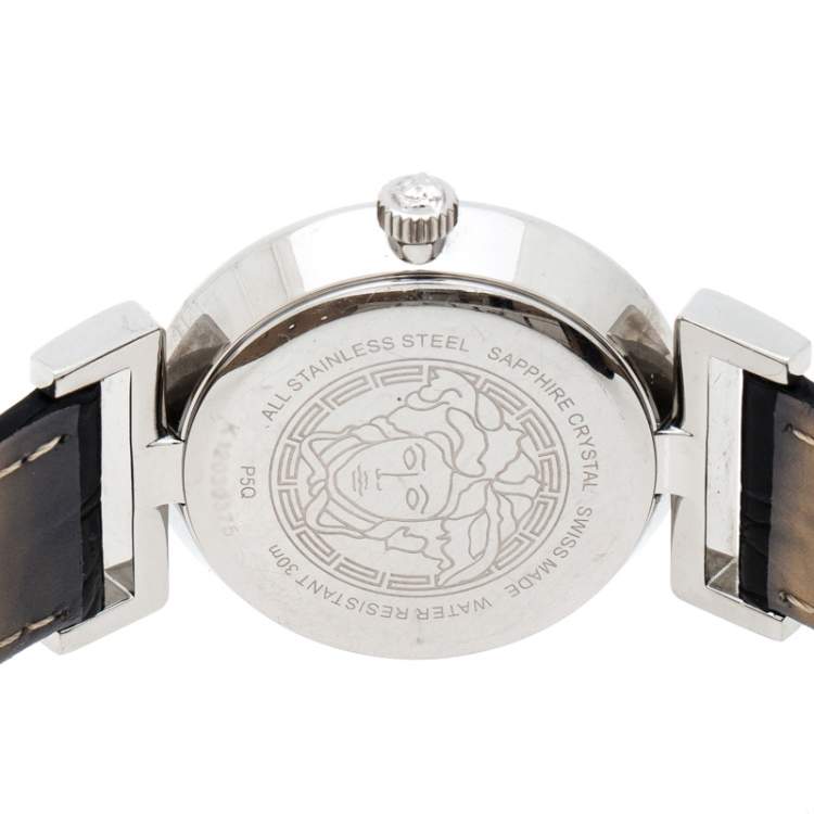 Pre Owned Versace Black Stainless Steel Vanity P5Q Women's Wristwatch 35 mm