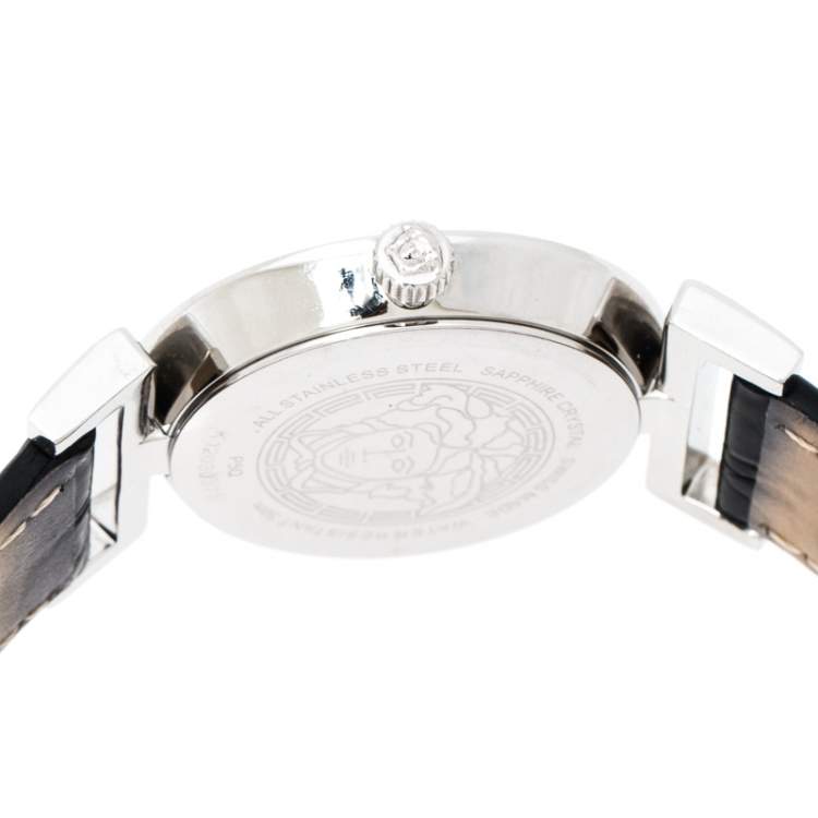 Pre Owned Versace Black Stainless Steel Vanity P5Q Women's Wristwatch 35 mm