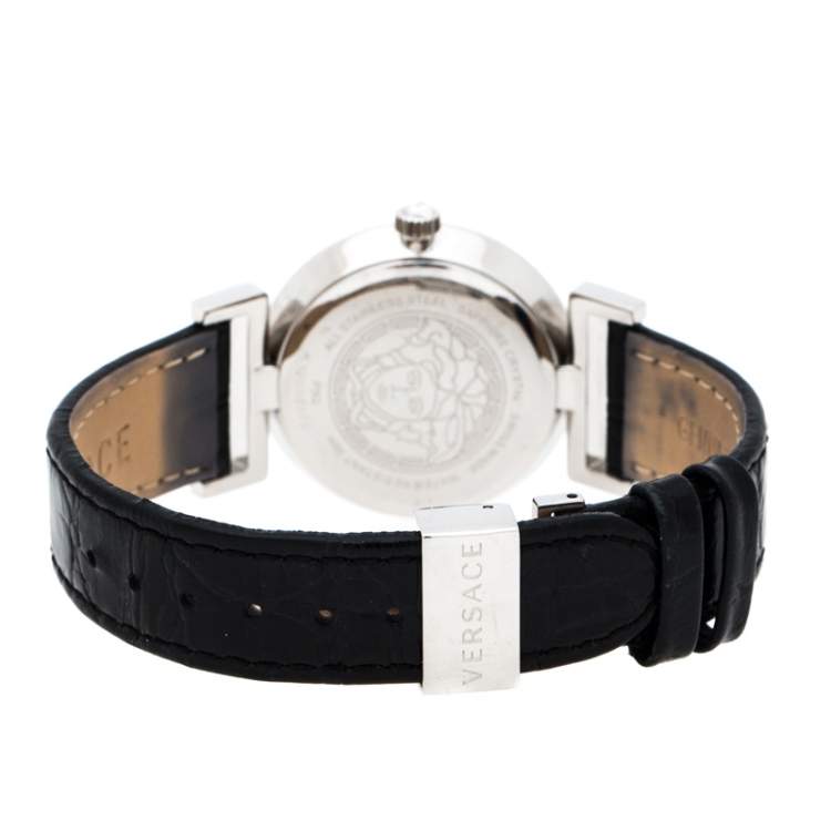 Pre Owned Versace Black Stainless Steel Vanity P5Q Women's Wristwatch 35 mm