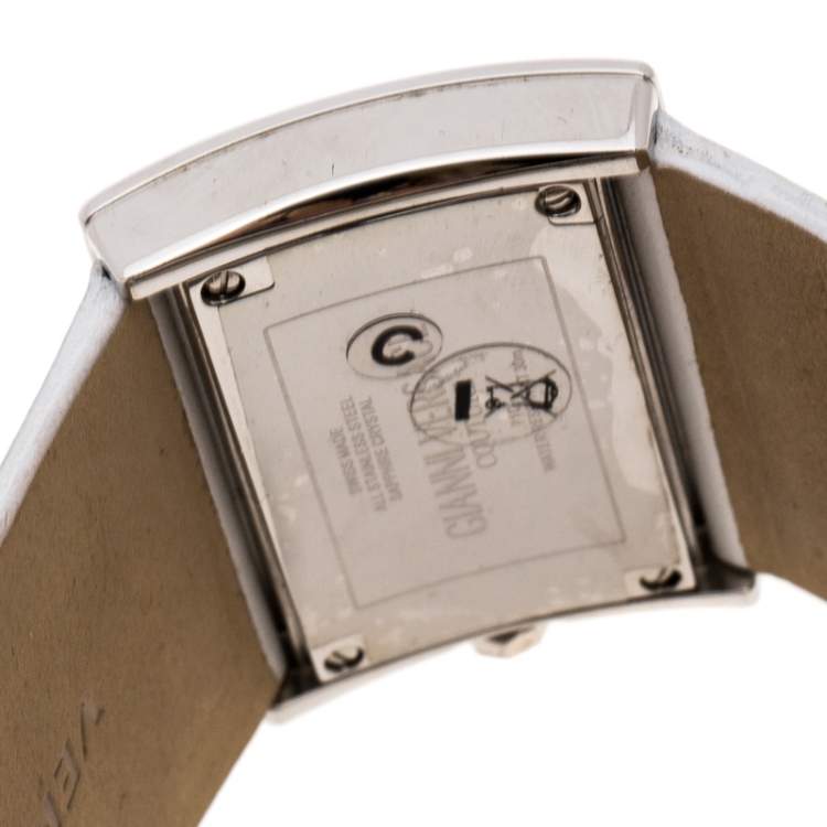 Pre Owned Gianni Versace Silver Stainless Steel V-Couture 71O Women's Wristwatch 40MM