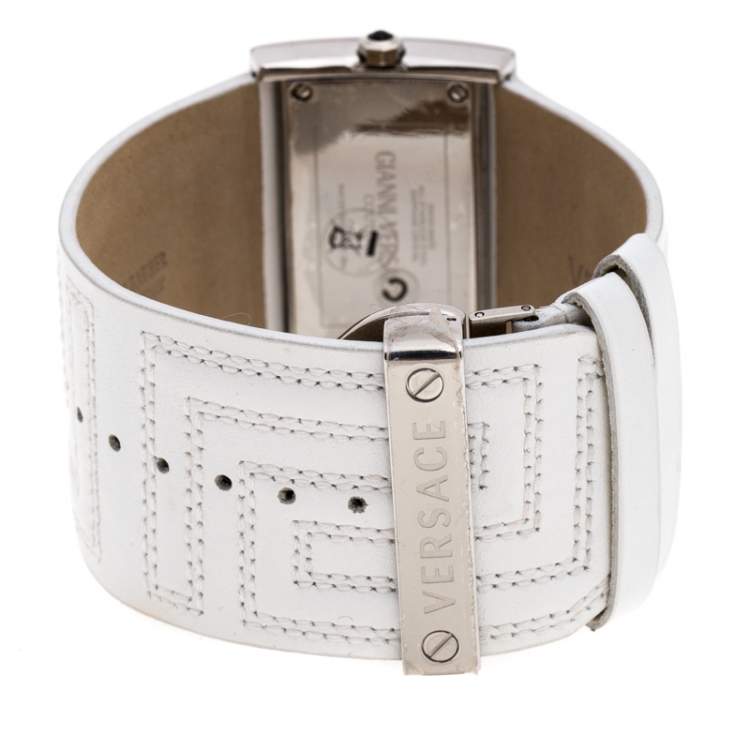 Pre Owned Gianni Versace Silver Stainless Steel V-Couture 71O Women's Wristwatch 40MM