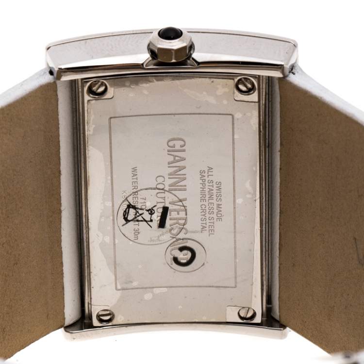 Pre Owned Gianni Versace Silver Stainless Steel V-Couture 71O Women's Wristwatch 40MM