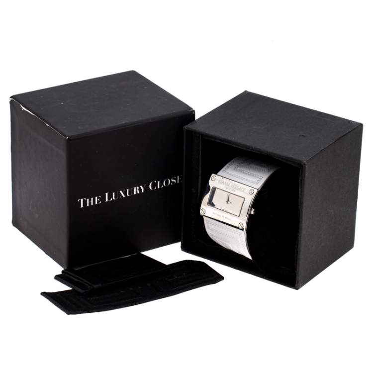 Pre Owned Gianni Versace Silver Stainless Steel V-Couture 71O Women's Wristwatch 40MM
