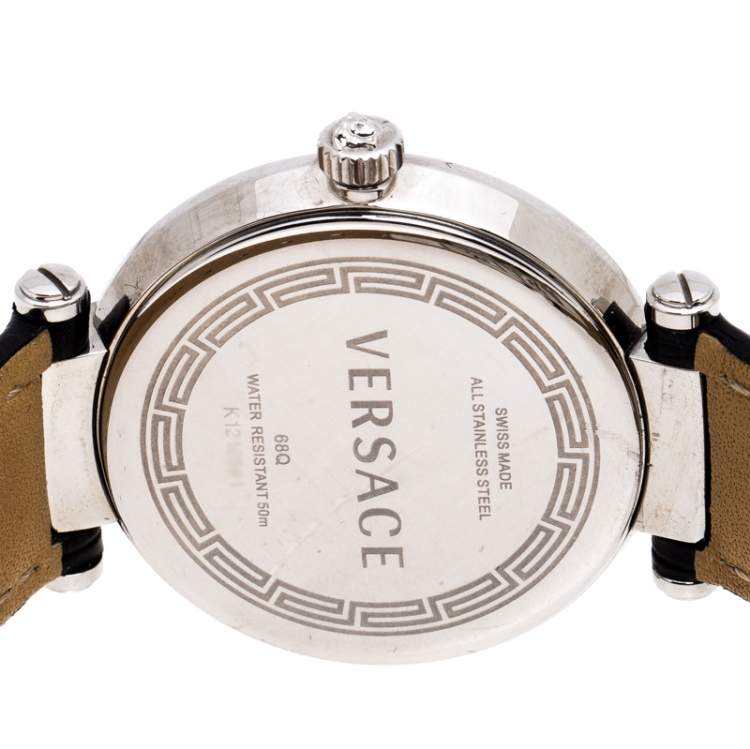 Pre Owned Versace Black Stainless Steel Reve 68Q Women's Wristwatch 35 mm