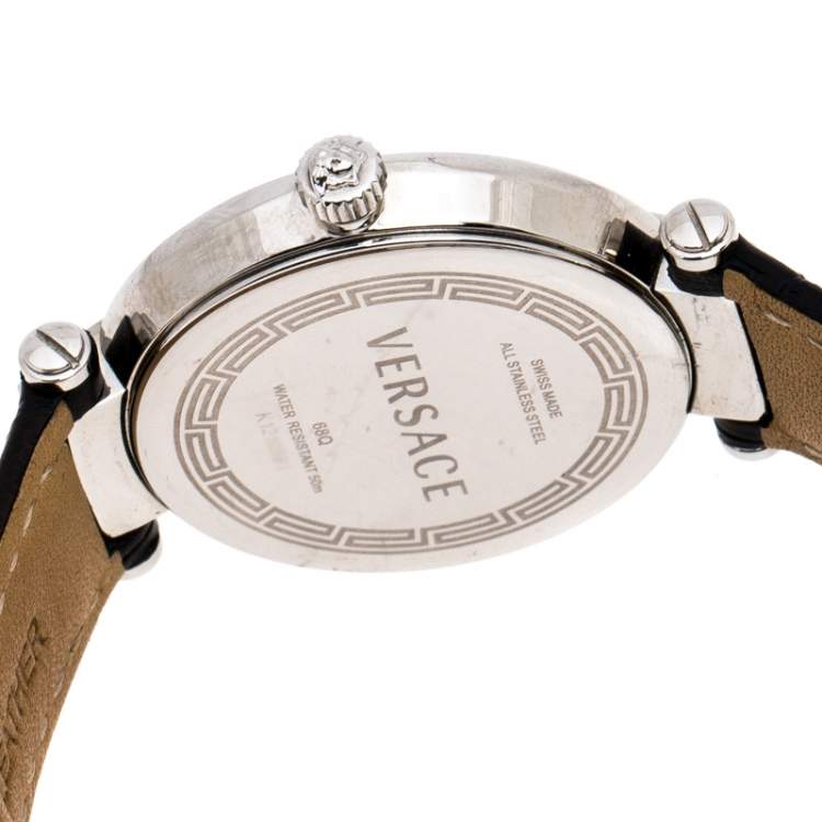 Pre Owned Versace Black Stainless Steel Reve 68Q Women's Wristwatch 35 mm