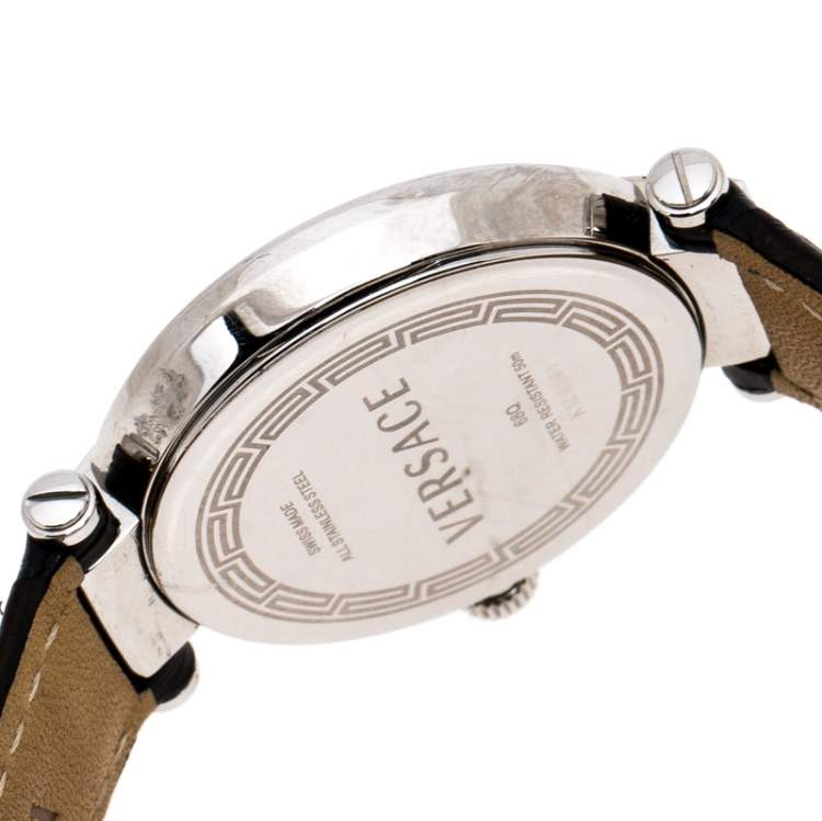 Pre Owned Versace Black Stainless Steel Reve 68Q Women's Wristwatch 35 mm