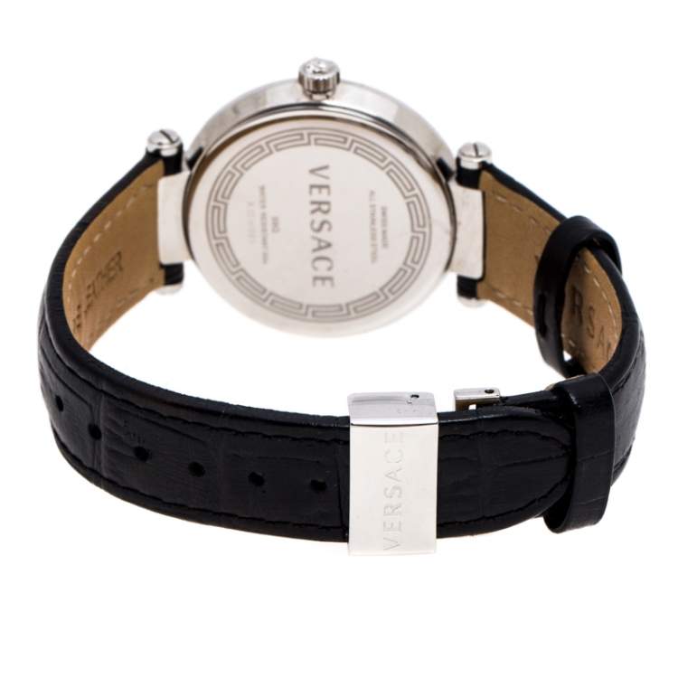 Pre Owned Versace Black Stainless Steel Reve 68Q Women's Wristwatch 35 mm