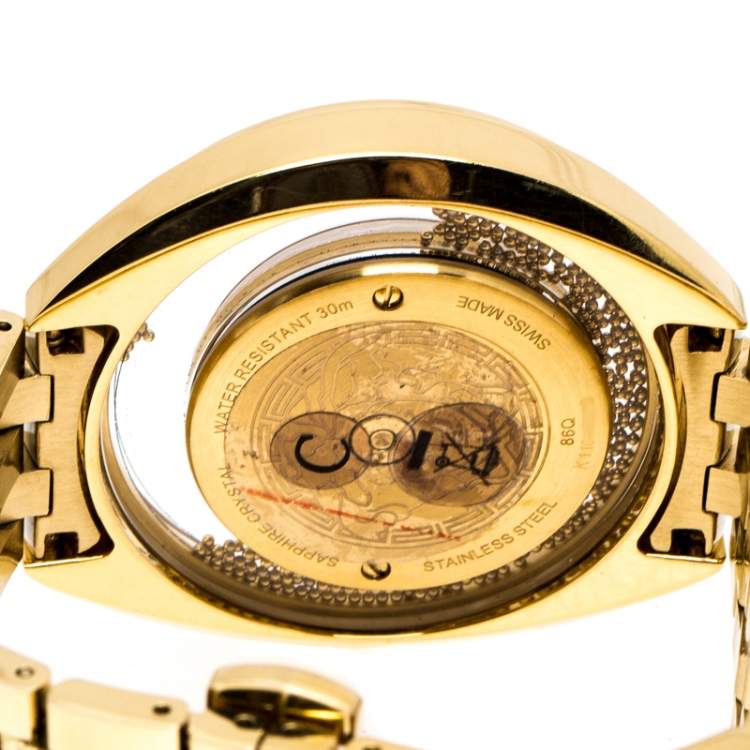 Pre Owned Versace Gold Stainless Steel Destiny Spirit 86Q Women's Wristwatch 39 mm