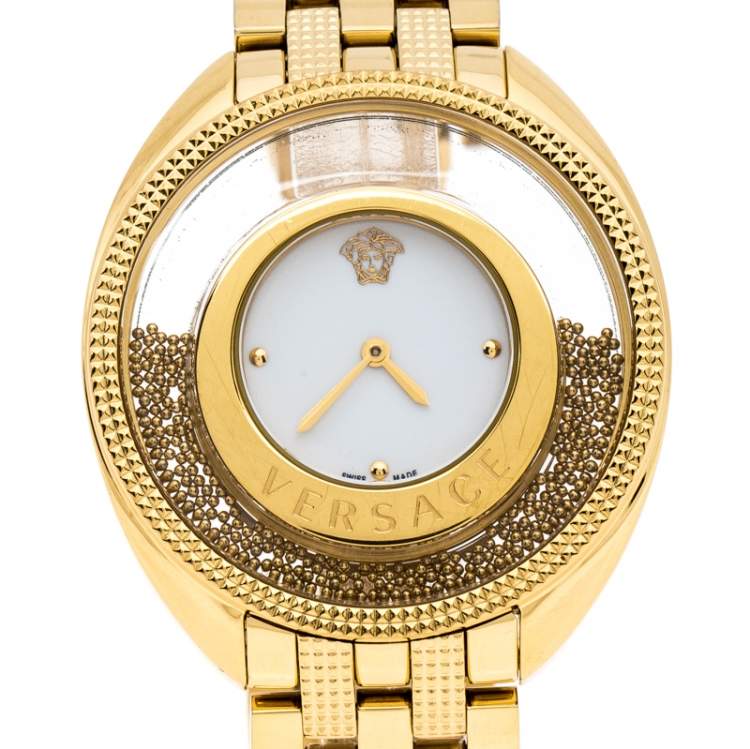 Pre Owned Versace Gold Stainless Steel Destiny Spirit 86Q Women's Wristwatch 39 mm