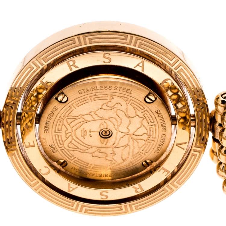 Pre Owned Versace Mother of Pearl Rose Gold Plated Stainless Steel Eon 80Q Women's Wristwatch 39 mm