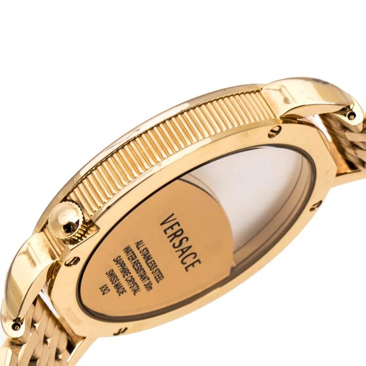 Pre Owned Versace White Gold Plated Stainless Steel Krios 93Q Women's Wristwatch 38 mm