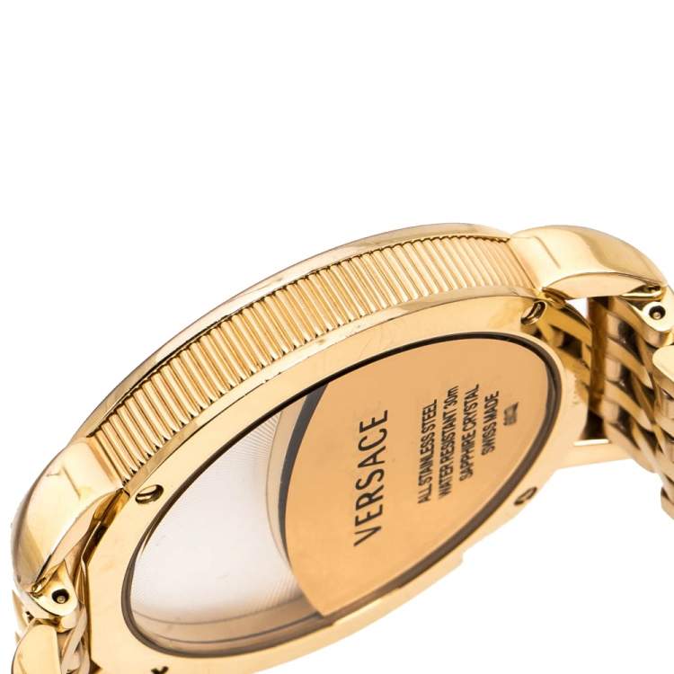 Pre Owned Versace White Gold Plated Stainless Steel Krios 93Q Women's Wristwatch 38 mm