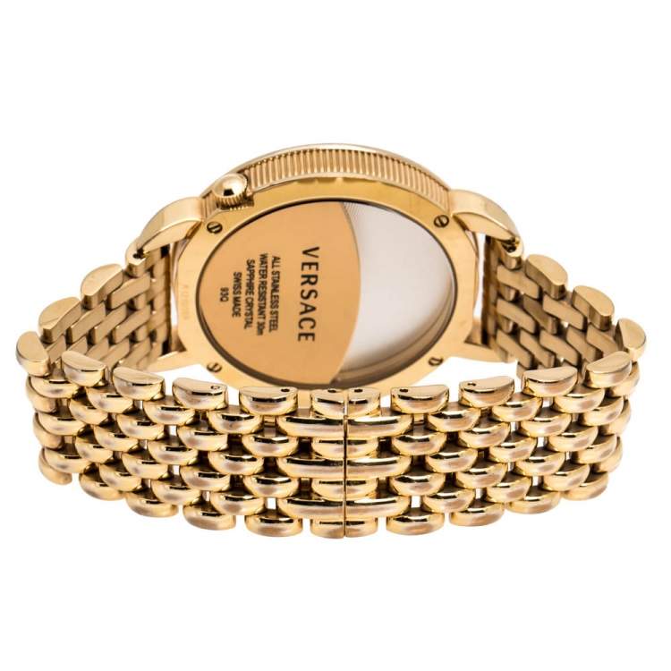 Pre Owned Versace White Gold Plated Stainless Steel Krios 93Q Women's Wristwatch 38 mm