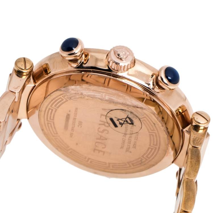 Pre Owned Versace Mother of Pearl Rose Gold Plated Steel Reve 68C Women's Wristwatch 40 mm