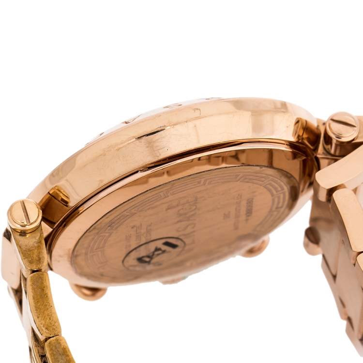 Pre Owned Versace Mother of Pearl Rose Gold Plated Steel Reve 68C Women's Wristwatch 40 mm