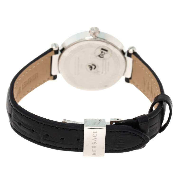 Pre Owned Versace Black Stainless Steel Reve 68Q Women's Wristwatch 35 mm