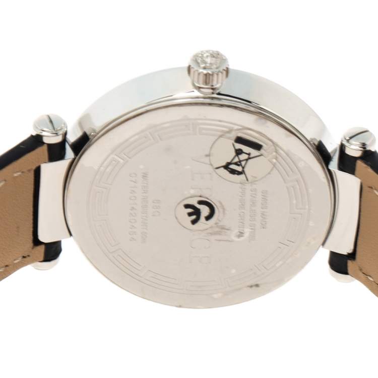 Pre Owned Versace Black Stainless Steel Reve 68Q Women's Wristwatch 35 mm