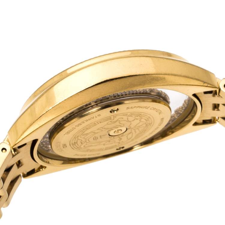 Pre Owned Versace White Gold Tone Stainless Steel Destiny Spirit 86Q Women's Wristwatch 39 mm