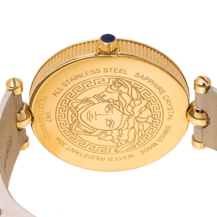 Pre Owned Versace Beige Rose Gold Plated Stainless Steel Vanitas VK7 Women's Wristwatch 40 mm