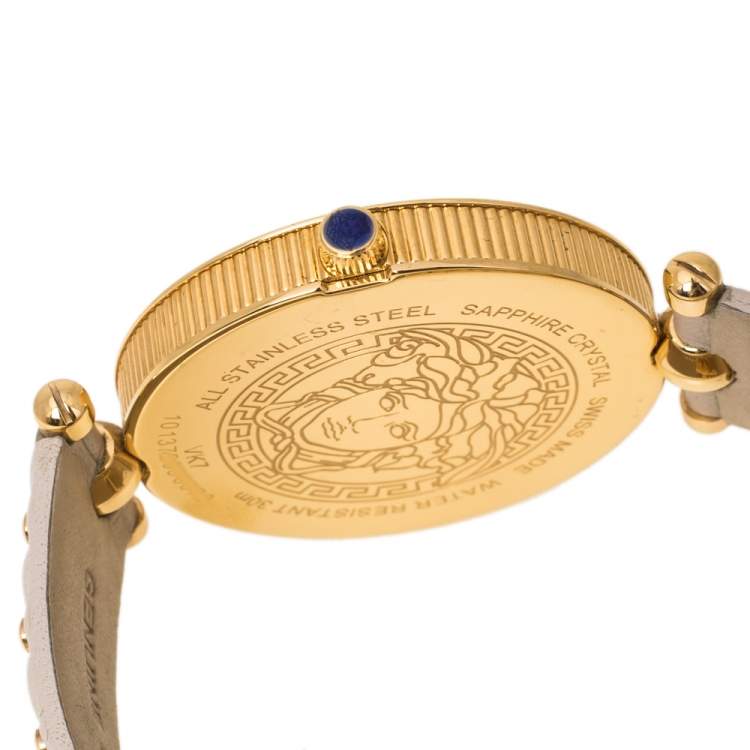 Pre Owned Versace Beige Rose Gold Plated Stainless Steel Vanitas VK7 Women's Wristwatch 40 mm
