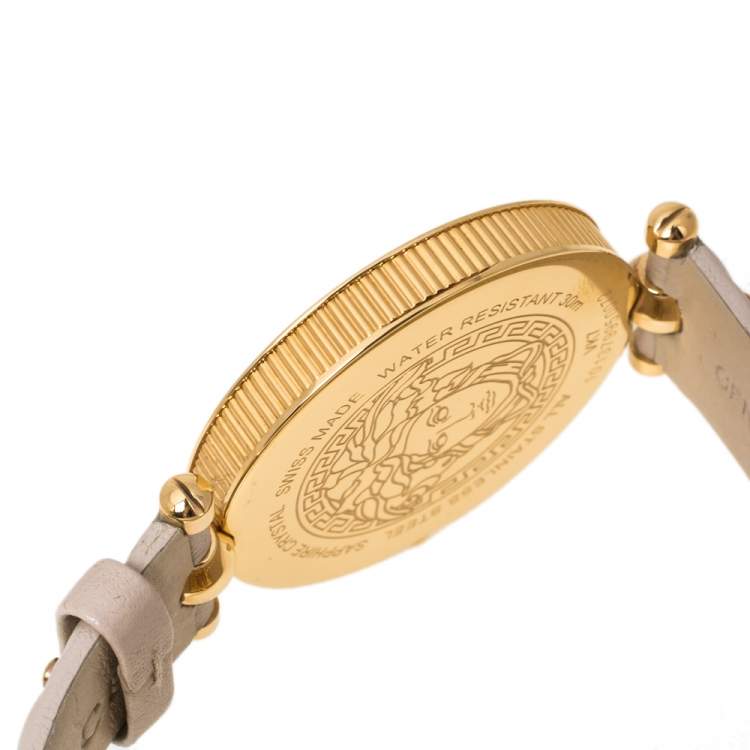 Pre Owned Versace Beige Rose Gold Plated Stainless Steel Vanitas VK7 Women's Wristwatch 40 mm