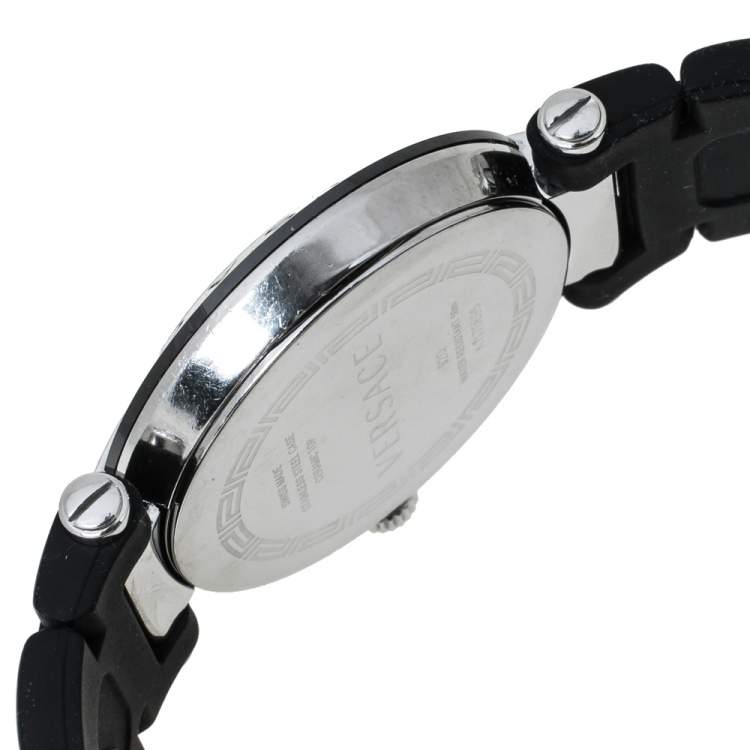 مملوكة مسبقًا Versace Black Ceramic and Stainless Steel Diamond Reve 92Q Women's Wristwatch 35 mm