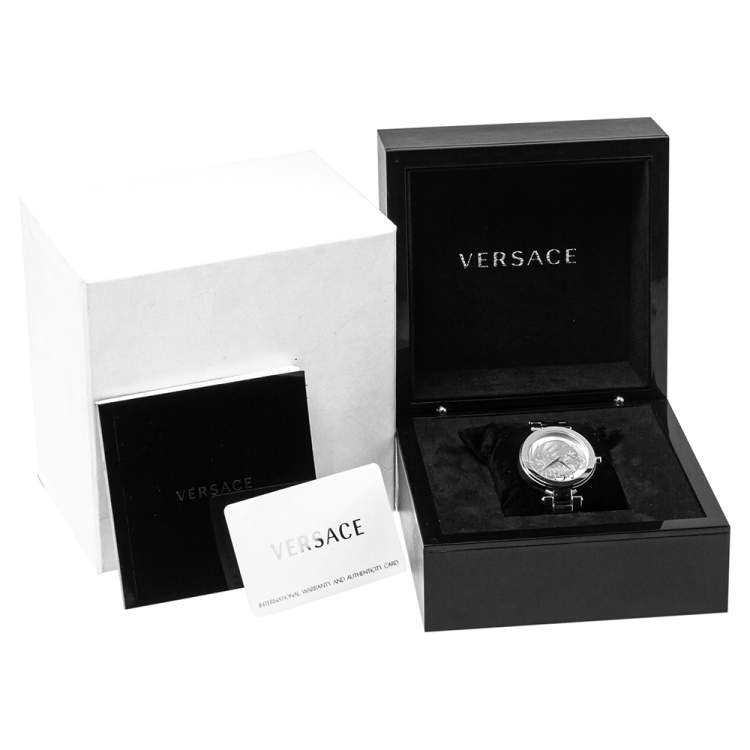 Pre Owned Versace Gold Plated Stainless Steel Mystique Hibiscus Women's Wristwatch 38MM