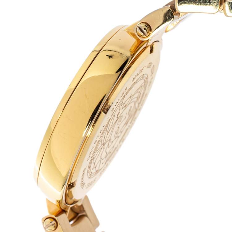 Pre Owned Versace Gold Plated Stainless Steel Mystique Hibiscus Women's Wristwatch 38MM