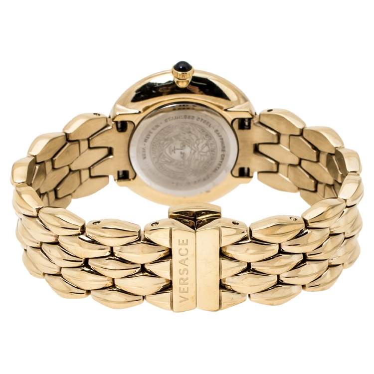 Pre Owned Versace Gold Tone Stainless Steel V-Flare VEBN Women's Wristwatch 28 mm